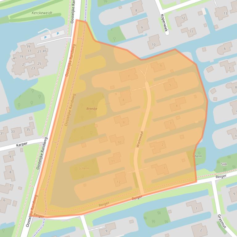 Kaart van postcodegebied 1722DG.