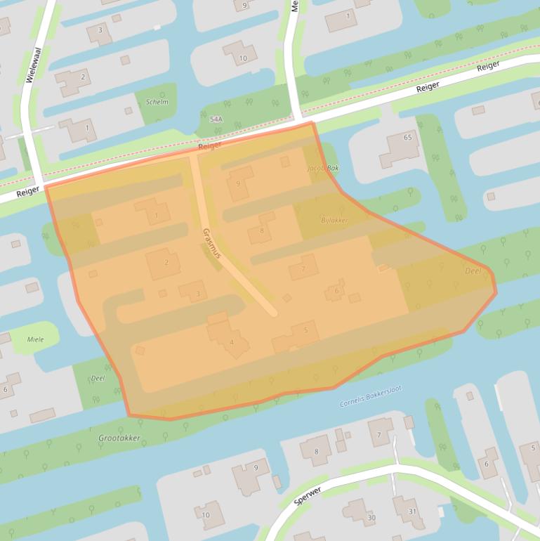 Kaart van postcodegebied 1722DJ.