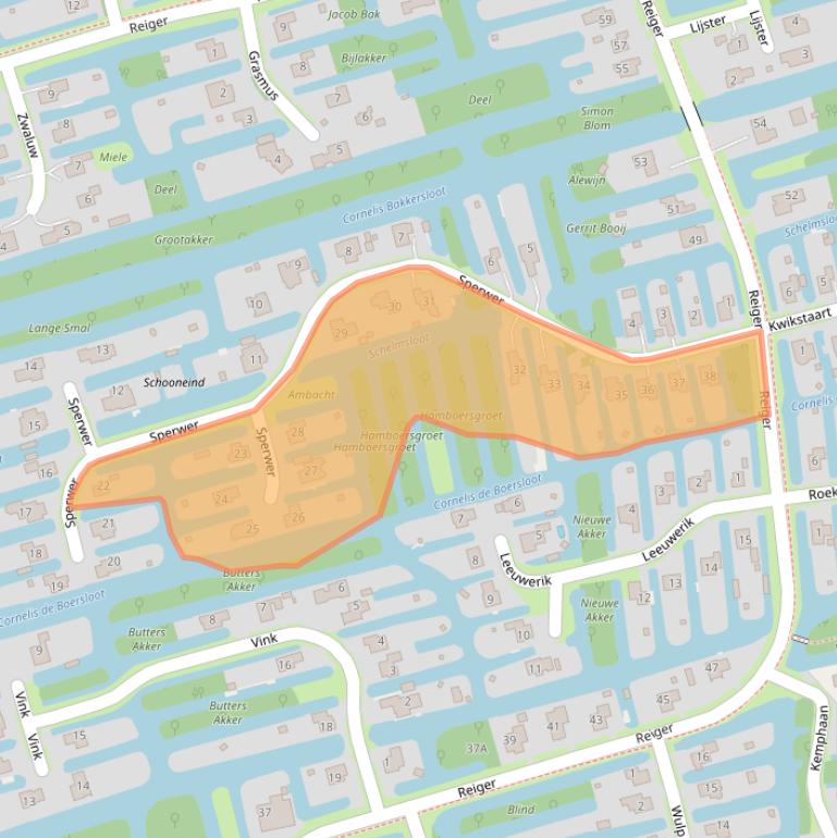 Kaart van postcodegebied 1722DL.