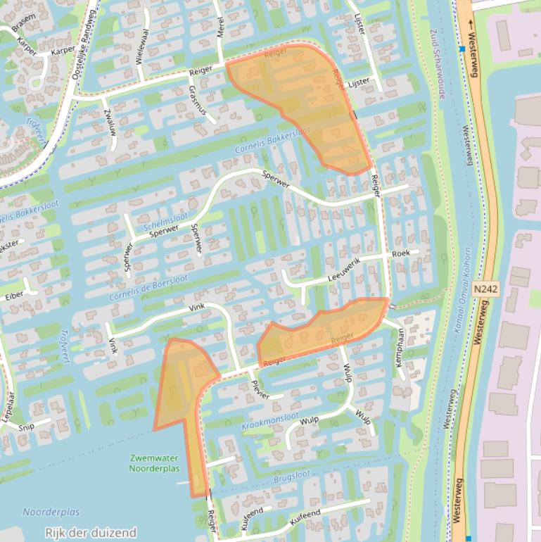Kaart van postcodegebied 1722DS.