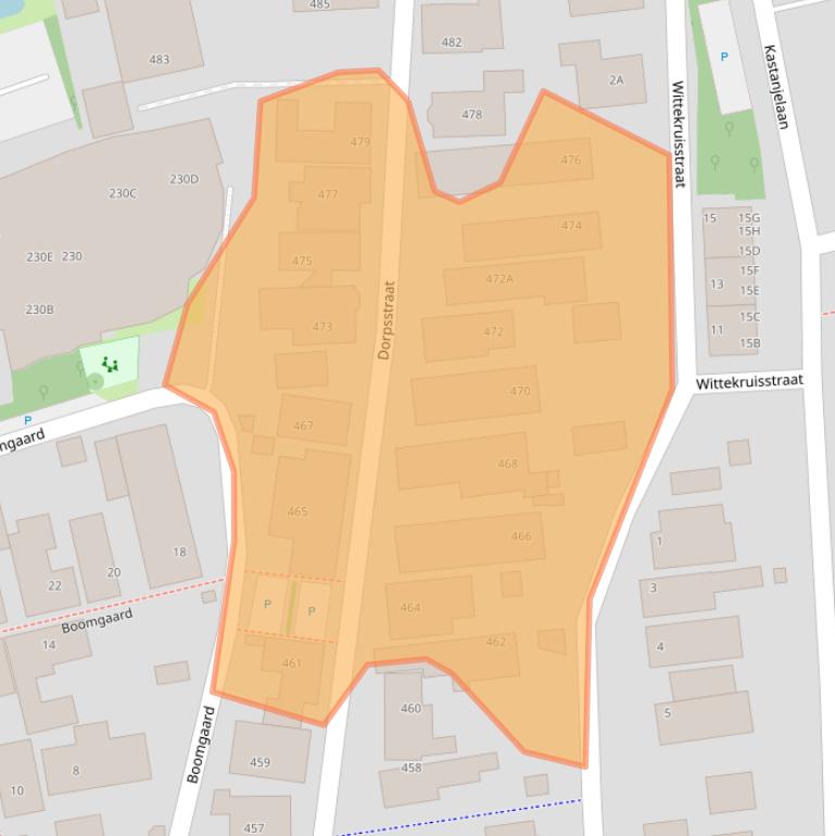 Kaart van postcodegebied 1722EK.