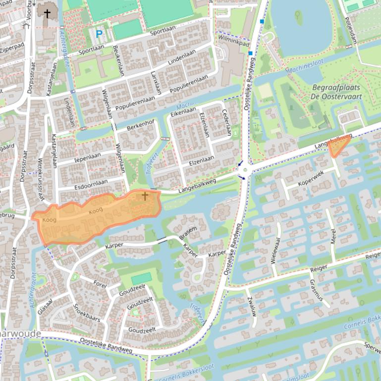 Kaart van postcodegebied 1722EM.