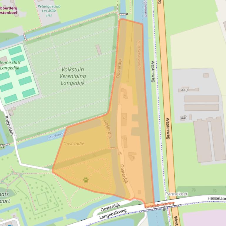 Kaart van postcodegebied 1722EP.