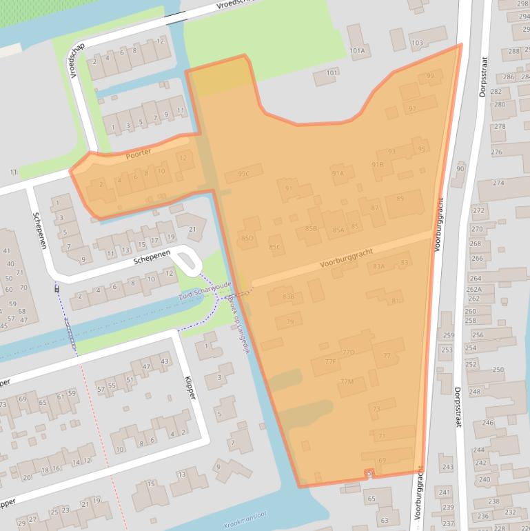 Kaart van postcodegebied 1722GA.