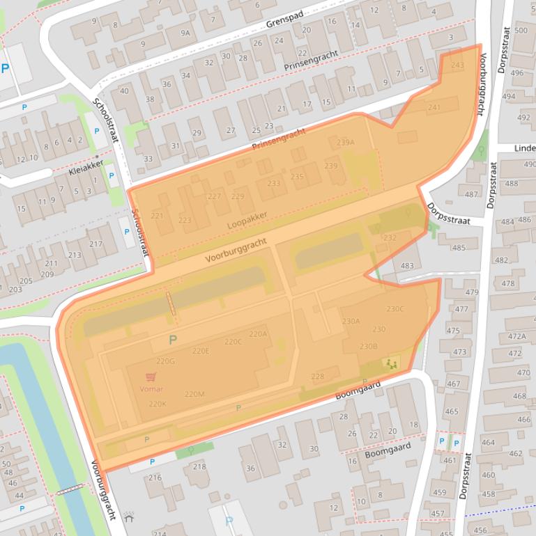 Kaart van postcodegebied 1722GE.