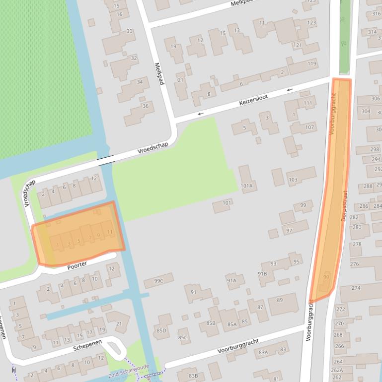 Kaart van postcodegebied 1722GR.