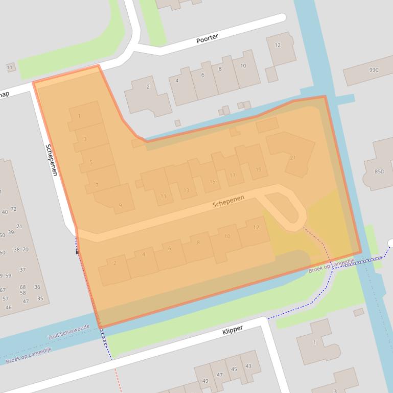 Kaart van postcodegebied 1722GZ.