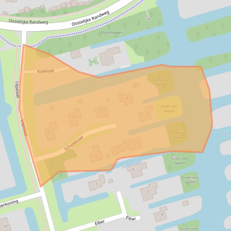 Kaart van postcodegebied 1722HB.