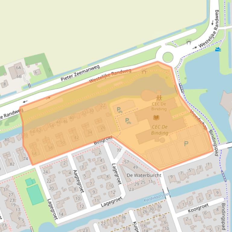 Kaart van postcodegebied 1722KA.