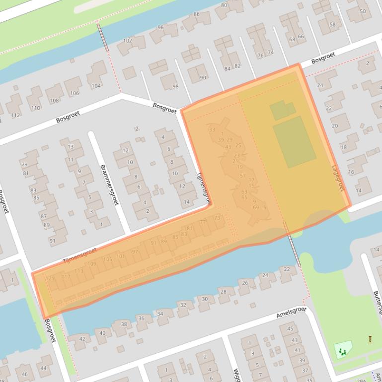 Kaart van postcodegebied 1722KH.