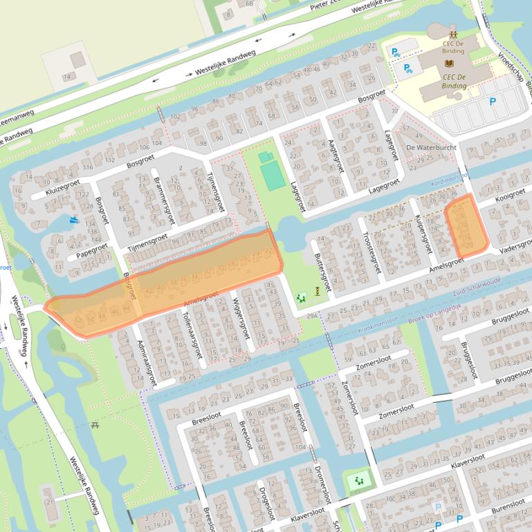 Kaart van postcodegebied 1722KM.