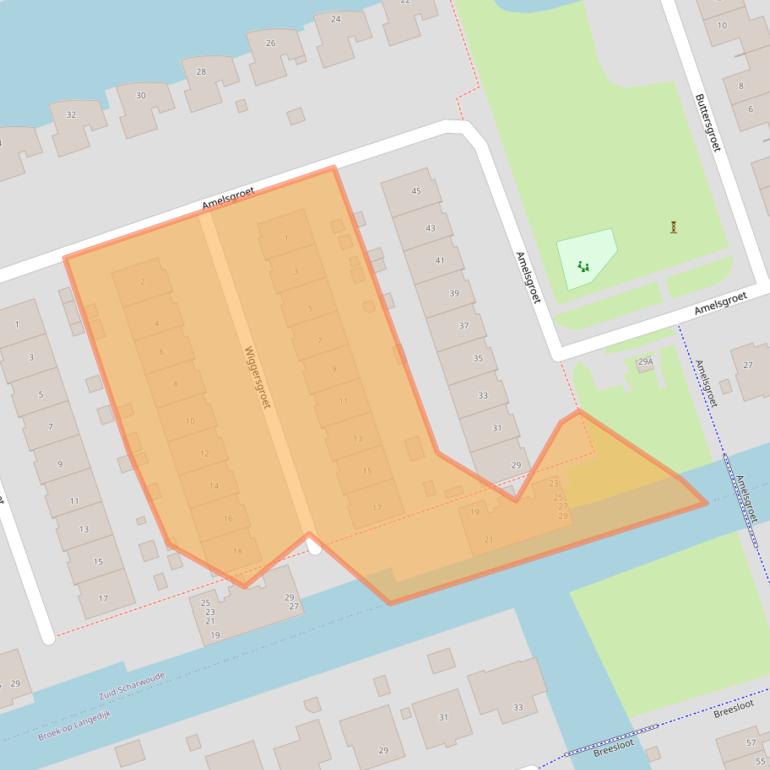 Kaart van postcodegebied 1722KZ.