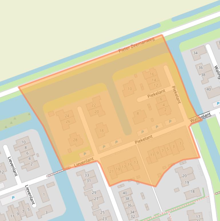 Kaart van postcodegebied 1722LG.