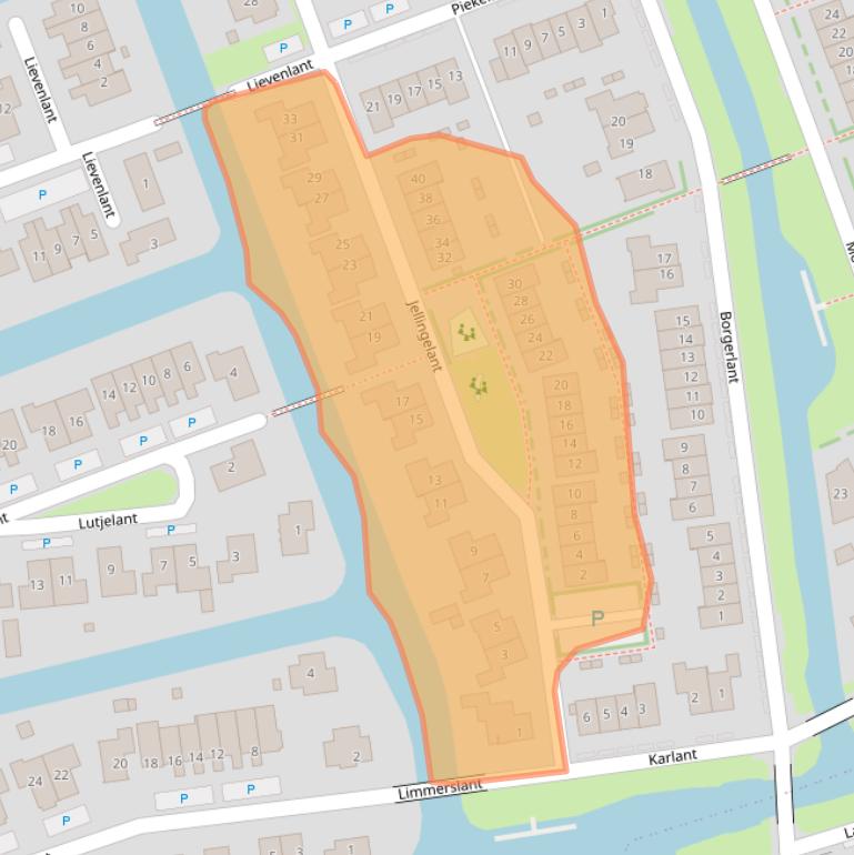 Kaart van postcodegebied 1722LJ.