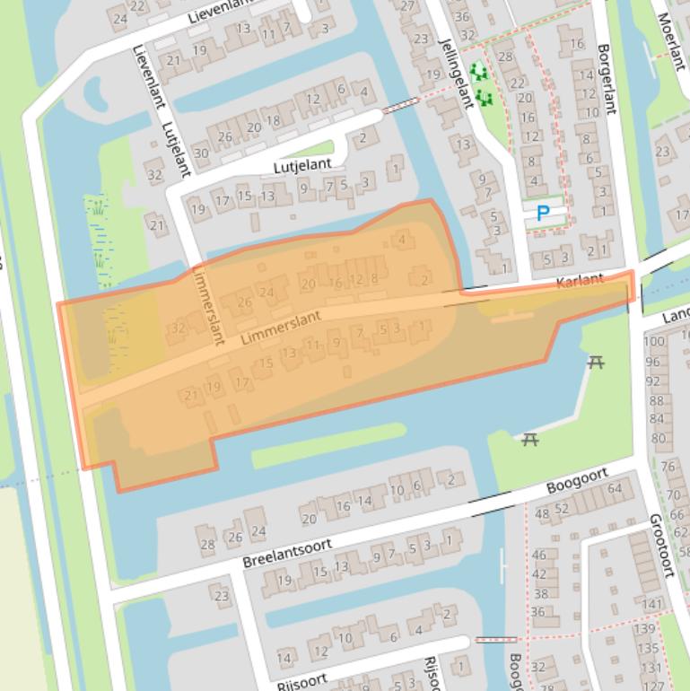 Kaart van postcodegebied 1722LK.