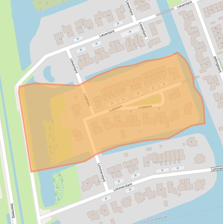 Kaart van postcodegebied 1722LL.