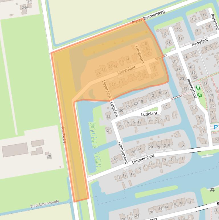 Kaart van postcodegebied 1722LM.