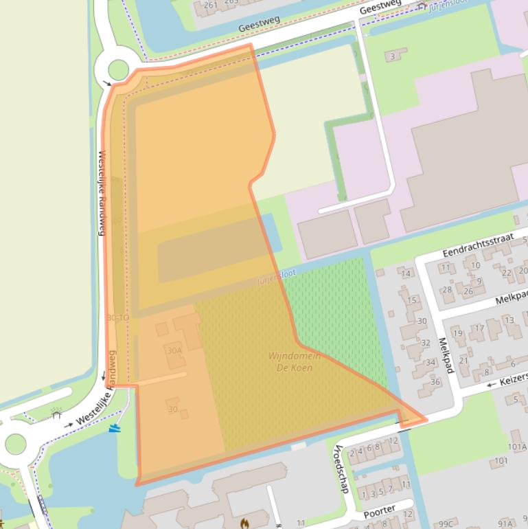 Kaart van postcodegebied 1722PZ.