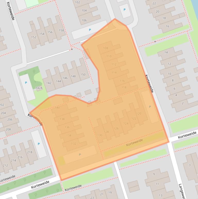 Kaart van postcodegebied 1722VJ.