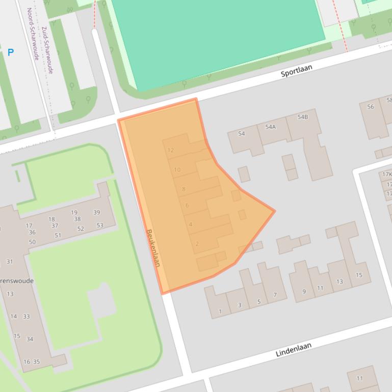 Kaart van postcodegebied 1722XE.