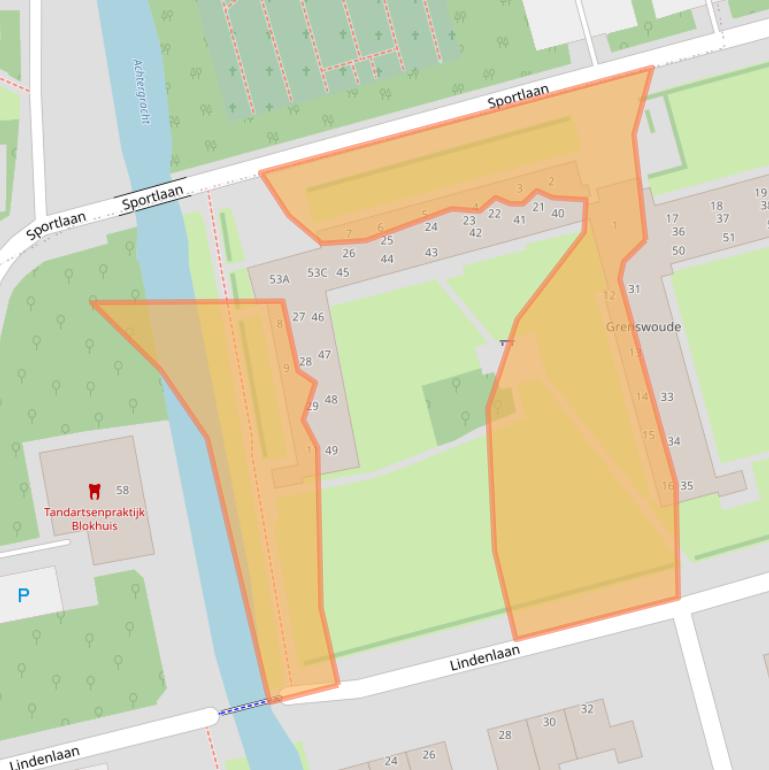 Kaart van postcodegebied 1722XG.