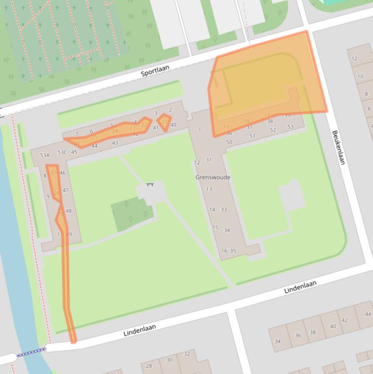 Kaart van postcodegebied 1722XH.