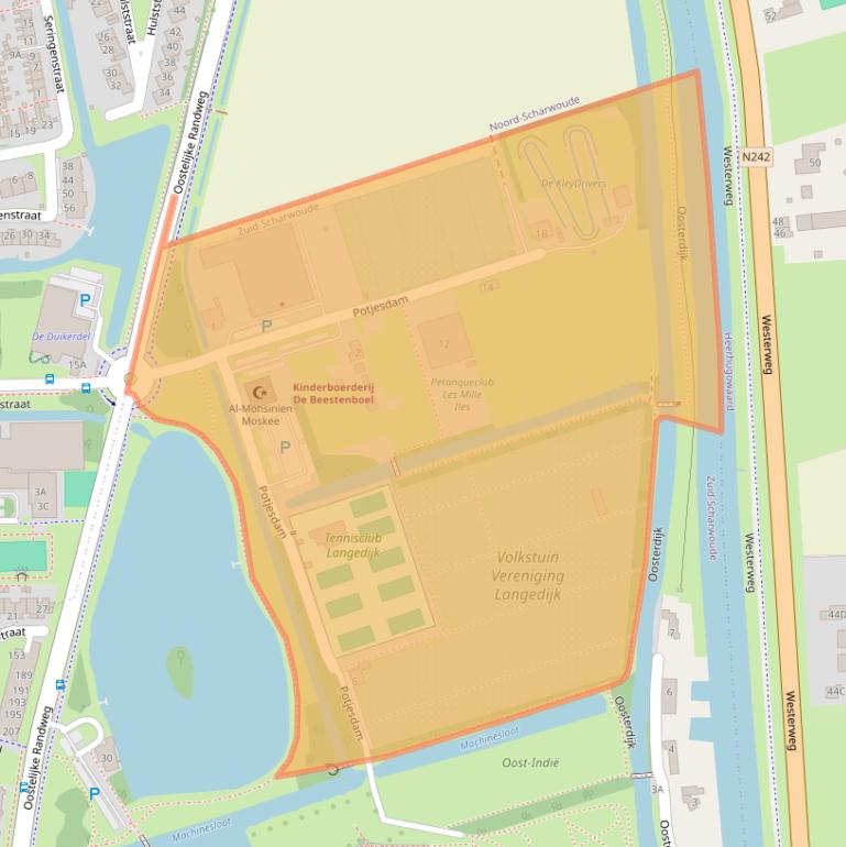 Kaart van postcodegebied 1722XN.