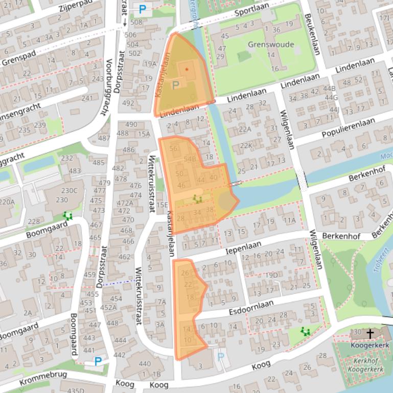 Kaart van postcodegebied 1722ZB.