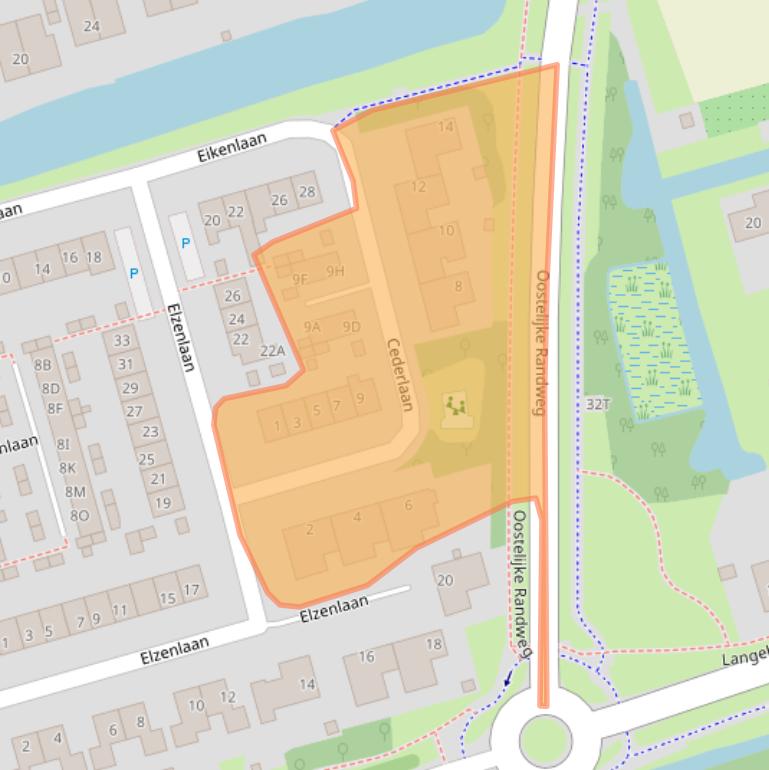 Kaart van postcodegebied 1722ZM.