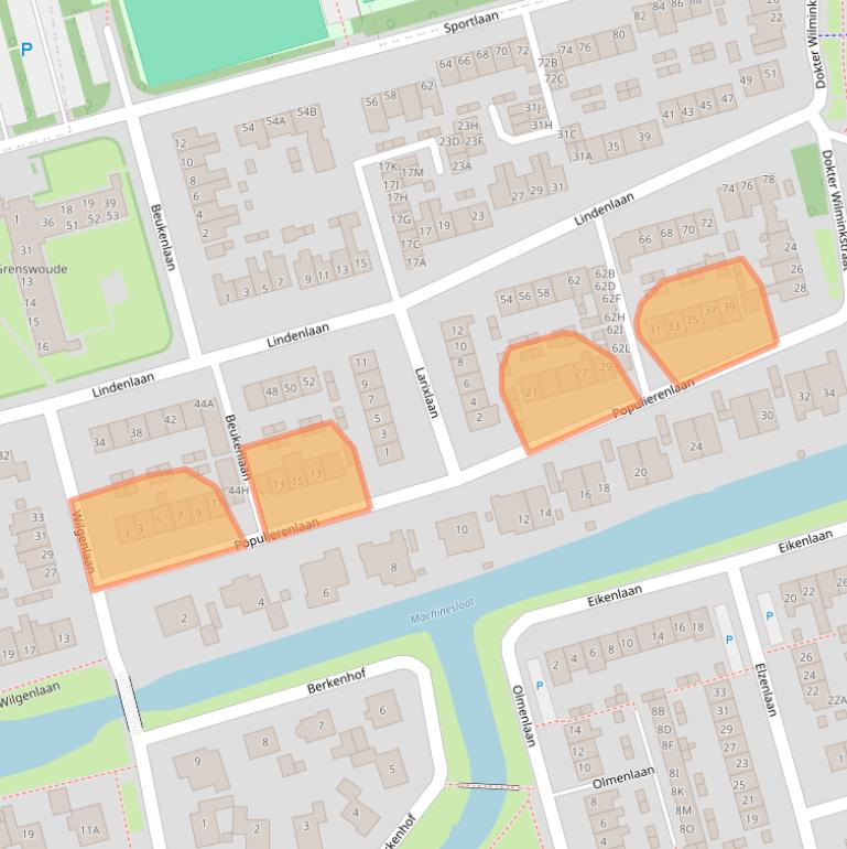 Kaart van postcodegebied 1722ZP.