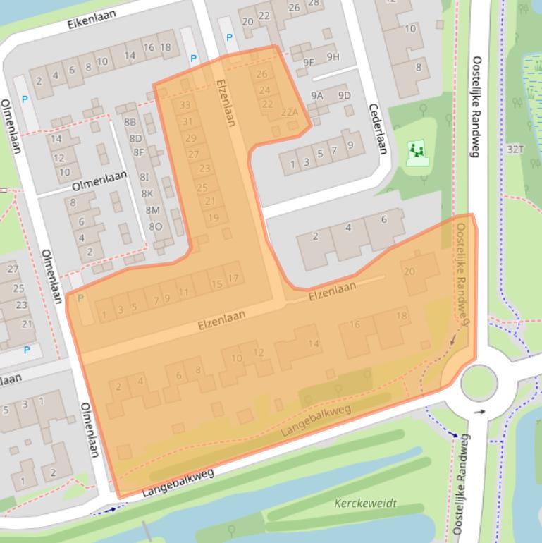 Kaart van postcodegebied 1722ZX.