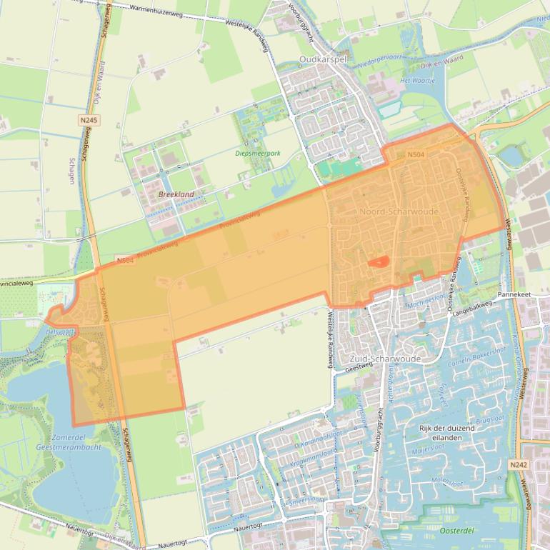 Kaart van postcodegebied 1723.