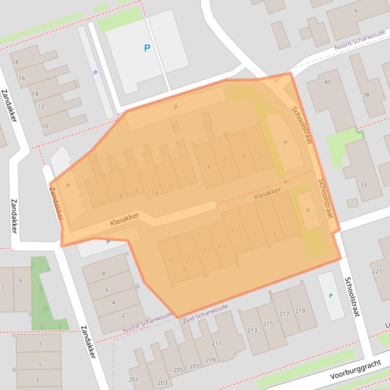 Kaart van postcodegebied 1723AE.