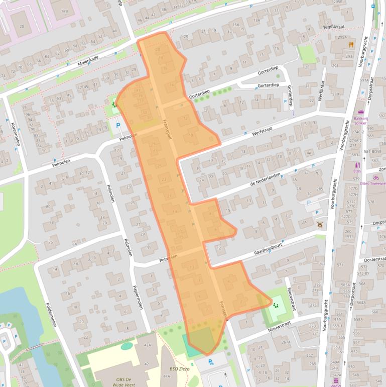 Kaart van postcodegebied 1723AJ.