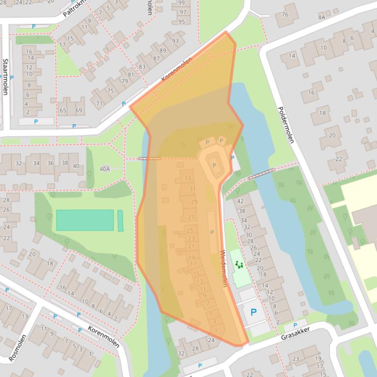 Kaart van postcodegebied 1723CA.