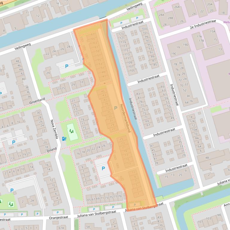 Kaart van postcodegebied 1723LR.
