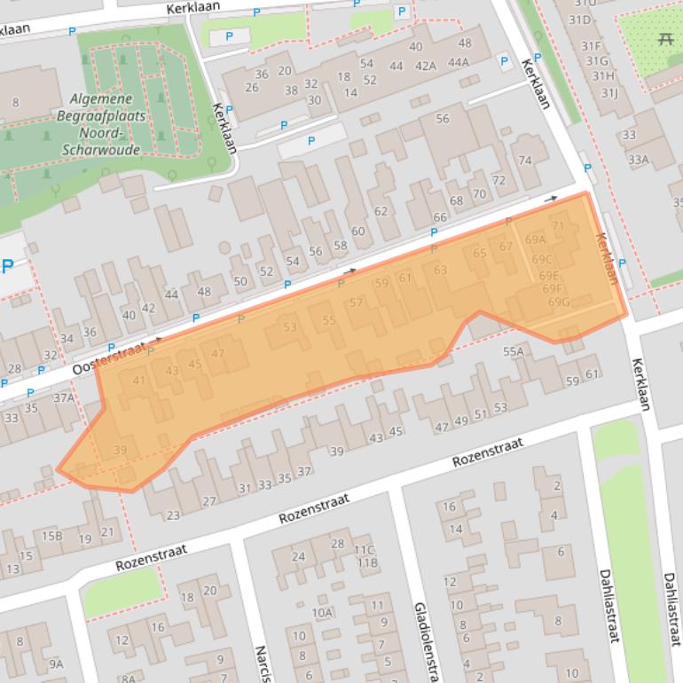 Kaart van postcodegebied 1723WH.