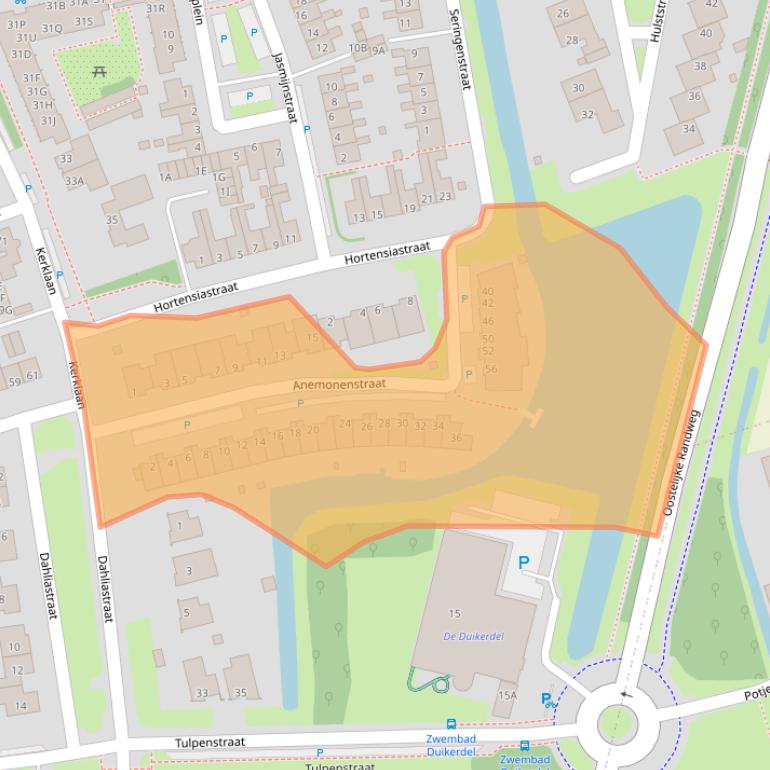 Kaart van postcodegebied 1723WZ.