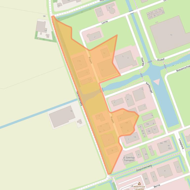 Kaart van postcodegebied 1724BE.