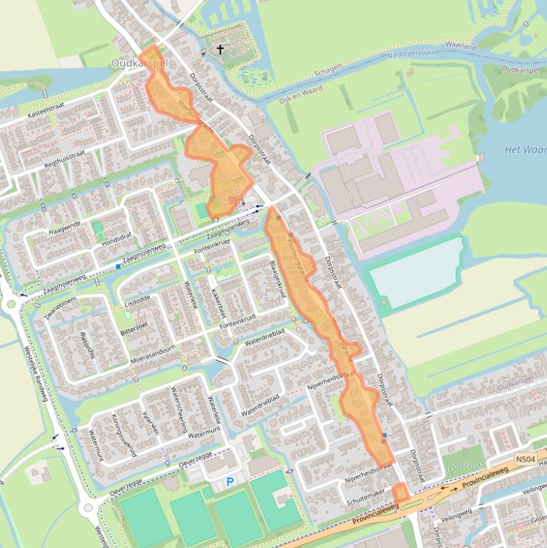 Kaart van postcodegebied 1724NZ.