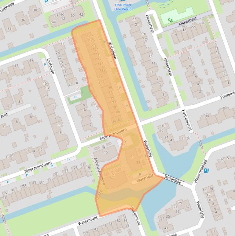 Kaart van postcodegebied 1724XH.