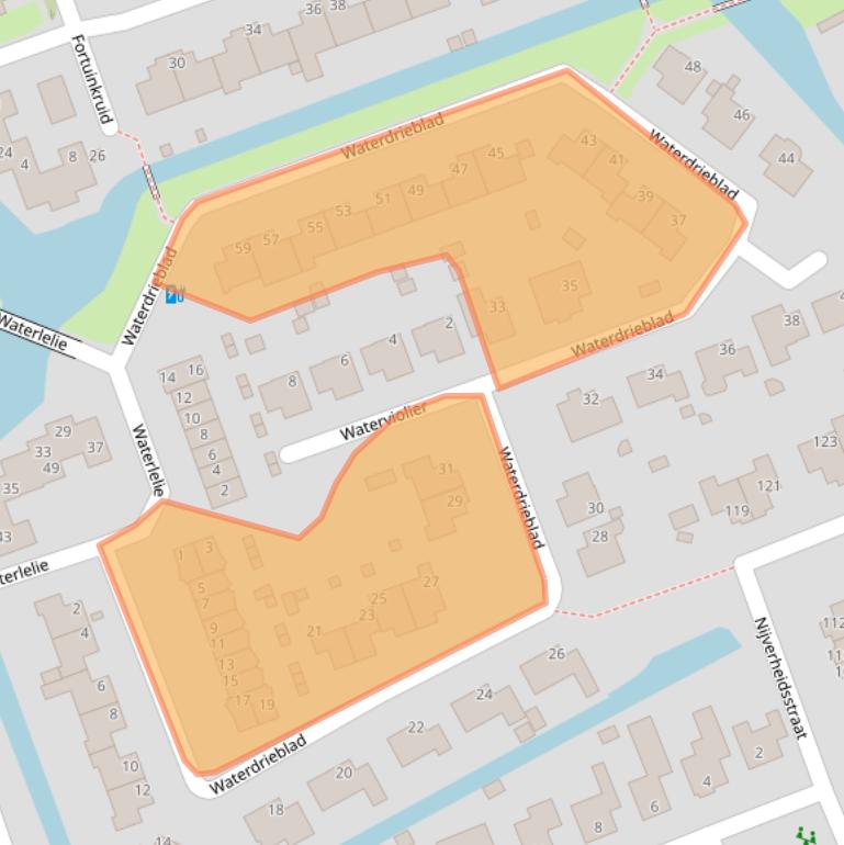 Kaart van postcodegebied 1724XJ.