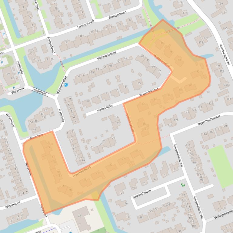 Kaart van postcodegebied 1724XK.
