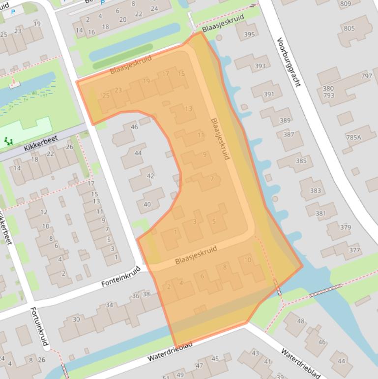 Kaart van postcodegebied 1724XM.