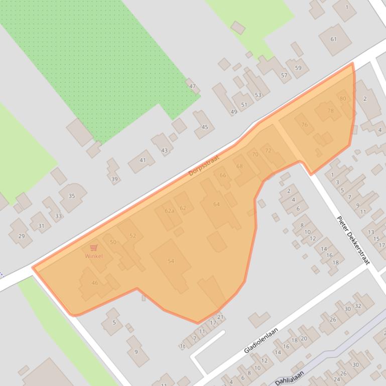 Kaart van postcodegebied 1731RH.