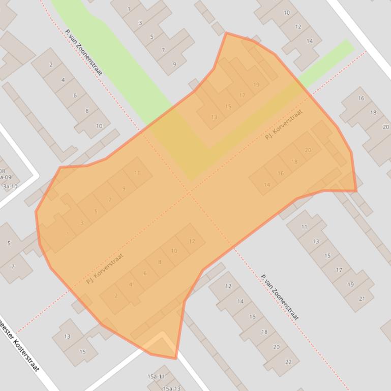 Kaart van postcodegebied 1731XG.