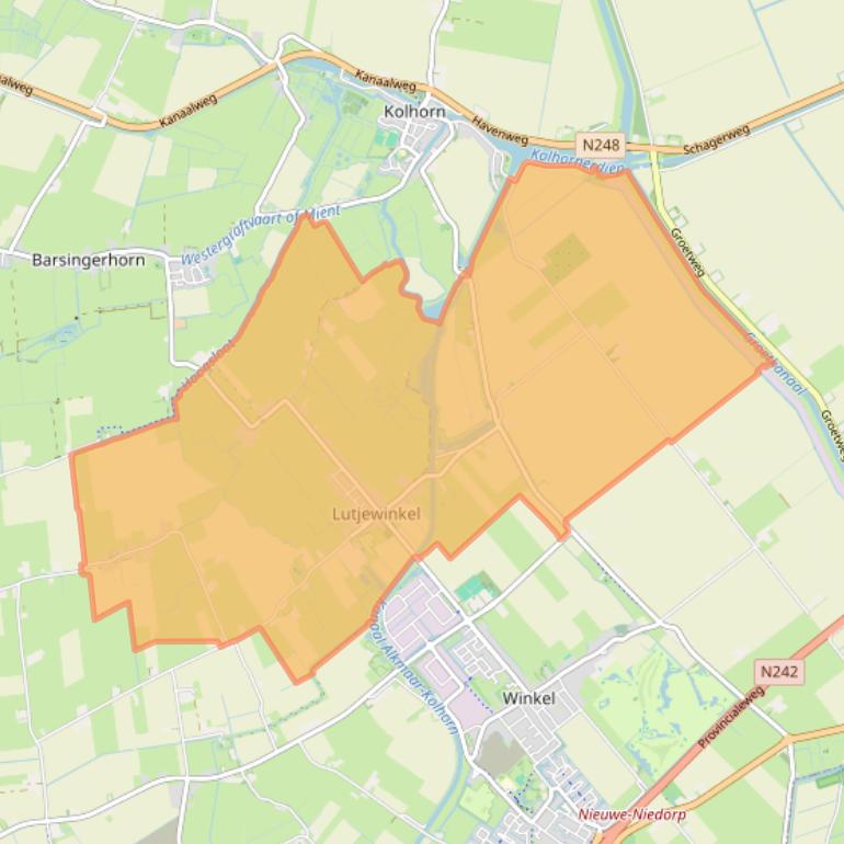 Kaart van postcodegebied 1732.