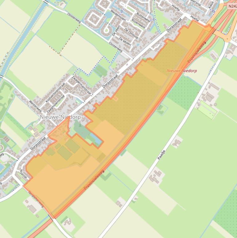 Kaart van postcodegebied 1733AJ.