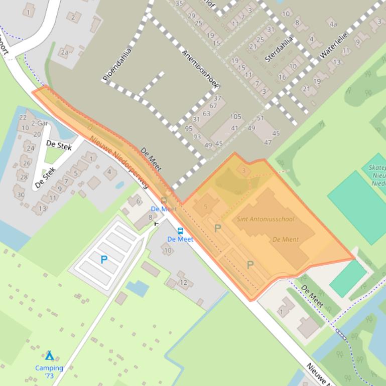 Kaart van postcodegebied 1733AZ.