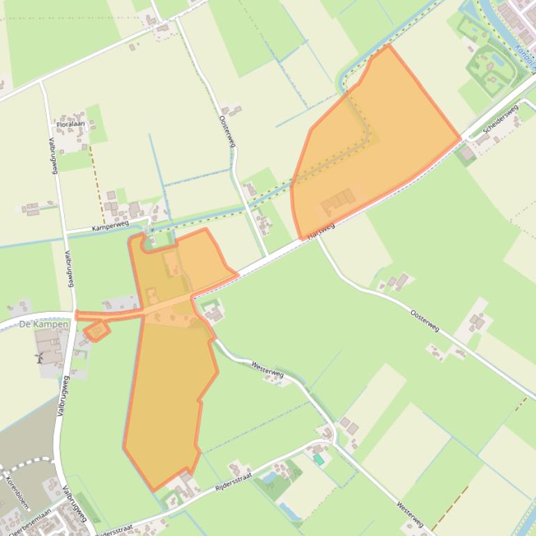 Kaart van postcodegebied 1733EW.